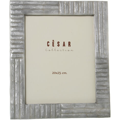 Cadre Photo Nacre 20X25 Cm Lignes Grises Ext:27X32X1 Cm