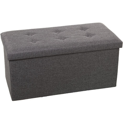 Pouf de rangement pliant en polyester gris foncé 77X38X38 Cm (1/3)