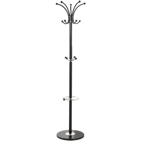Porte-manteau sur pied en métal noir avec socle en marbre °36X175 cm