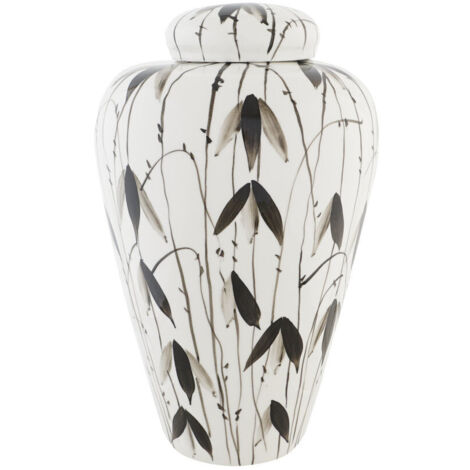 dkd-home-decor Tibor Vase Porcelaine Noir Blanc 23x23x33 cm (1/4)
