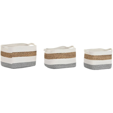 DKD Home Decor Set de baskets blanc gris naturel (1/4)
