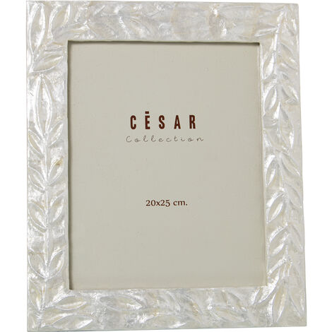 Cadre Photo Nacre 20X25 Cm Feuillesnaturel Ext:27X32X1 Cm