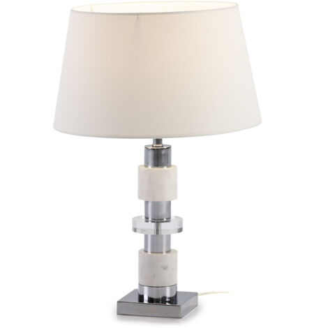 Lampe de Table sans écran 13x13x40 Méthacrylate/Marbre blanc/Métal argenté (1/2)