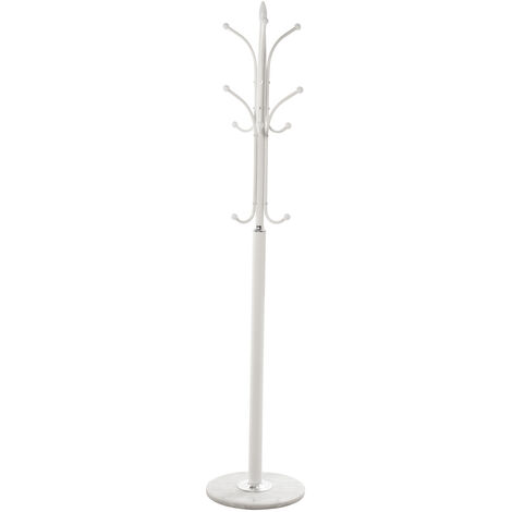 Portemanteau sur pied en métal blanc avec socle en marbre °36X175 cm