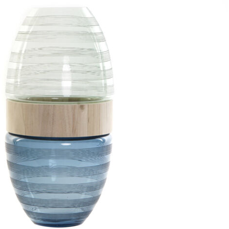DKD Home Decor Vase Bleu Menthe en Bois et Cristal