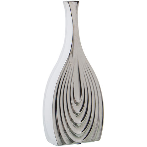 Vase Céramique 36 Cm Blanc/Argent 16X6X36 Cm (1/2)