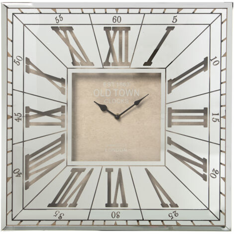 Horloge murale en métal chromé/verre, batterie : 1Xaa, 1,5 V (non incluse 49 x 4 x 49 cm). (1/2)