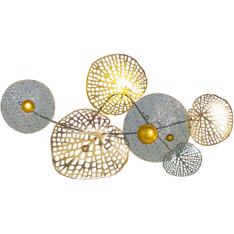 Décoration Murale Métal Doré - Set De 3 Sculptures - Style Moderne - Pour Salon, Chambre, Bureau