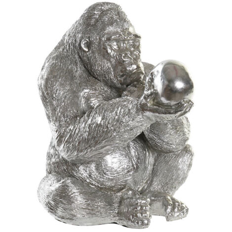 DKD Home Decor Figurine Gorille Argenté en Résine 38,5x33x43,5 cm (1/3)