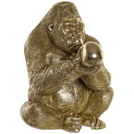 DKD Home Decor Figurine Gorille Doré en Résine 33x33x43 cm