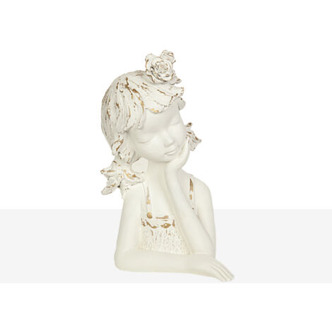 Buste De Femme 'Wild' En Résine Blanche - 22 Cm De Haut, Couronne Dorée, Déco élégante Pour Ta Maison !