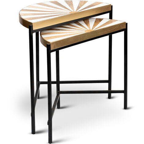 Lot de 2 Tables Bois/Métal 56X25X51 Cm +50X22X46 Cm (1/5)