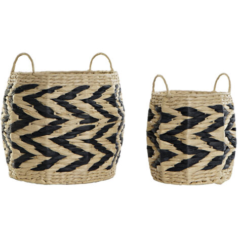 DKD Home Decor Set de baskets naturel noir marron clair (1/3)