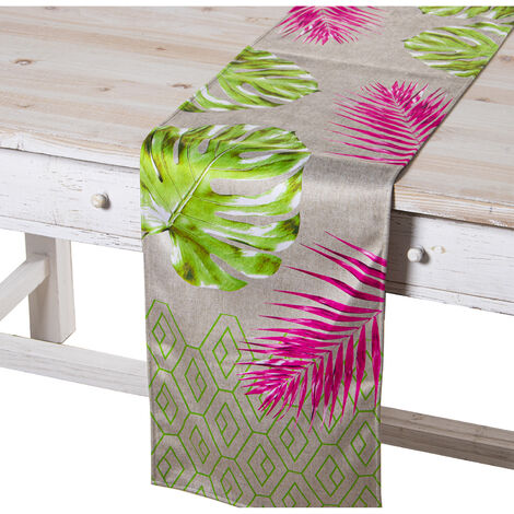 Chemin de Table Velours 180X30 Cm Venise Fluor Jungle 180X30 Cm, 100% Poly╔Ster (1/2)