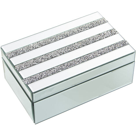 Boîte à bijoux en verre miroir avec diamants 22x14x9 cm (1/3)