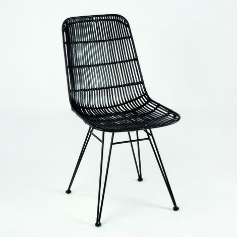 Chaise 57x45x88 Métal/Osier Noir (1/5)