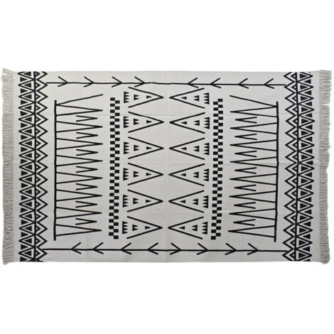 DKD Home Decor Tapis Ikat blanc et noir 120x180 cm (1/4)
