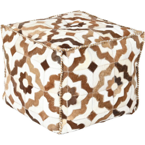 Pouf Cuir Polyester 45X45X40 Losanges Marron (1/4)