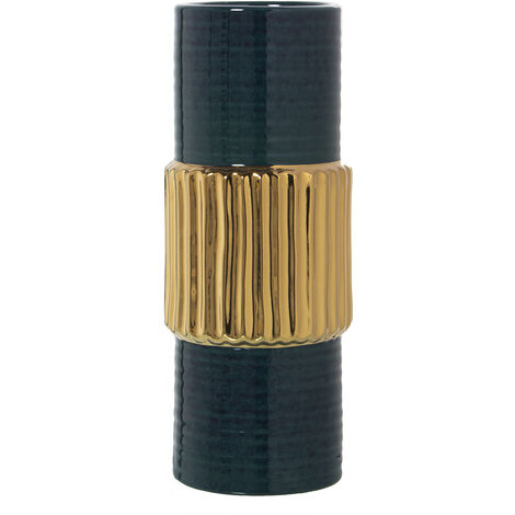 Vase en céramique vert foncé/doré °13x33 cm (1/5)