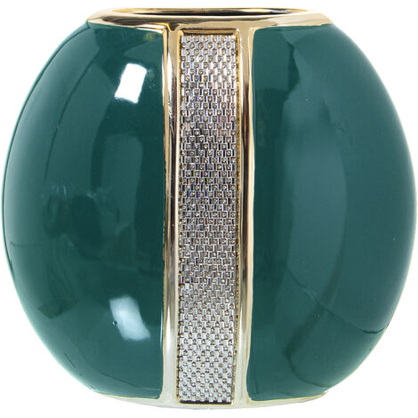 Vase en céramique vert/doré à paillettes argentées 25x13x23 cm (1/2)