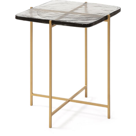 Table d'appoint 46x36x51 Verre Rustique/Métal Doré (1/4)