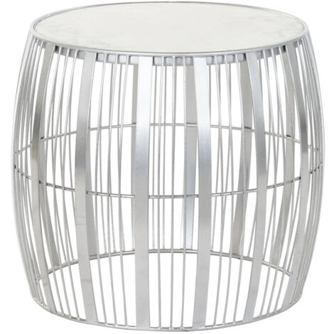 Table Auxiliaire Fer Marbre 46X46X41 Argenté (1/4)