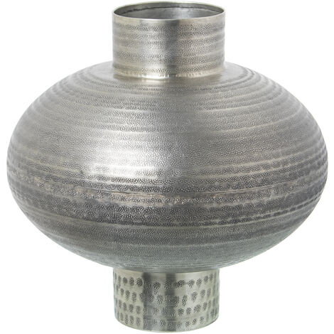 Vase En Aluminium Sculpté Argent Vieilli °33X33 Cm (1/5)