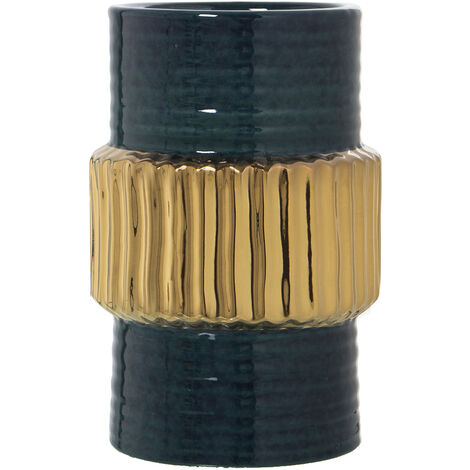 Vase en céramique vert foncé/or 15x23 cm (1/5)