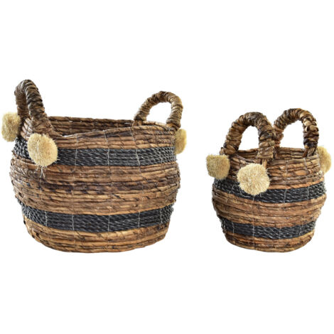 DKD Home Decor Set de 2 paniers marron et noir colonial (1/3)