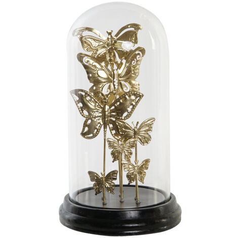 DKD Home Decor Figurine Décorative Papillon Noir Doré (1/4)