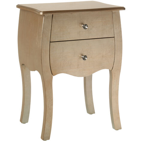 Table de nuit avec 2 tiroirs Bois Champagne 45X36X62 Cm, Bois : Sapin+Dm (1/5)