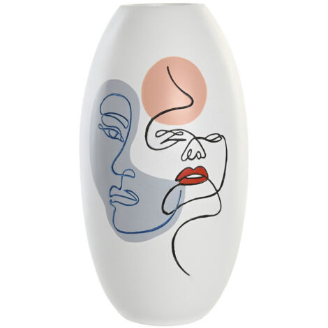 dkd-home-decor Cara Vase décoratif blanc multicolor 20,5x38 cm (1/3)