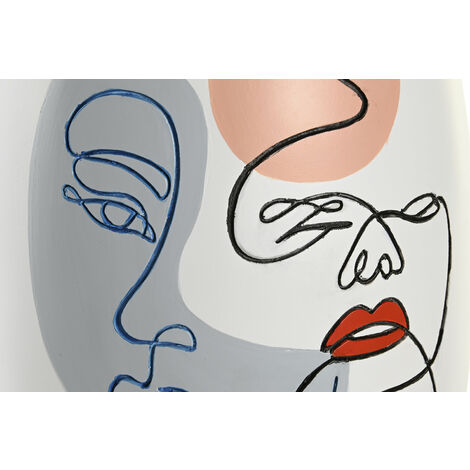 Vase Blanc Motif Visage Abstrait - Sass & Belle - Design Moderne Minimaliste - Pour Fleurs Fraîches Ou Sèches