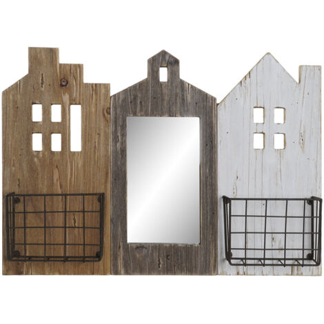 DKD Home Decor Porte-revues Blanc Marron 57x10x40 cm (1/3)