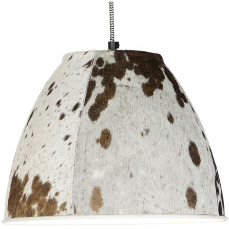 Plafonnier Métal Cuir 34X34X28 Vache (1/5)