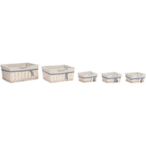 DKD Home Decor Set de paniers bleu beige 5 unités (1/4)