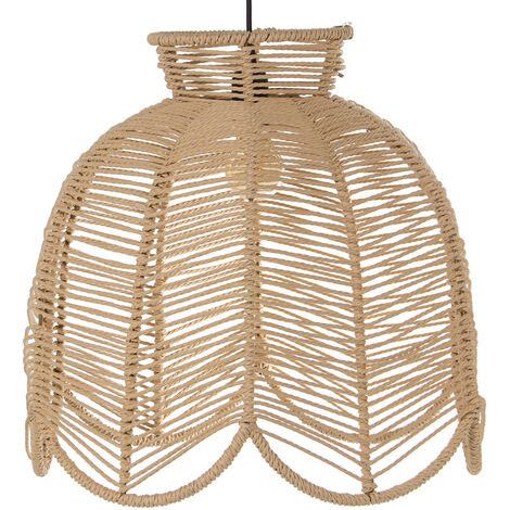 Plafonnier en Bambou Naturel, 1Xe27, Max.60W Non Inclus 50X50X45 Cm, ​​Câble Noir : 165 Cm (1/5)