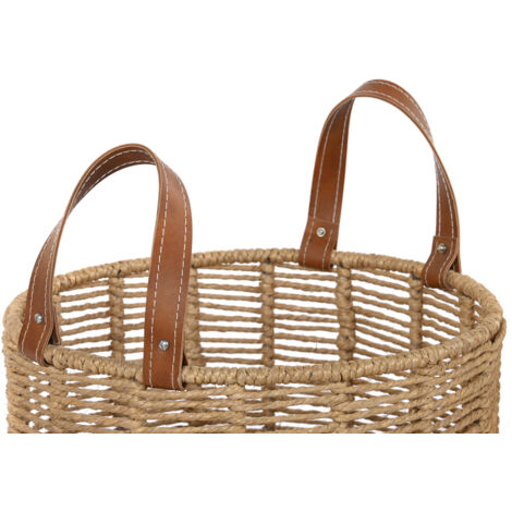 Corbeille Set 2 Corde Métal 32X32X39 Marron