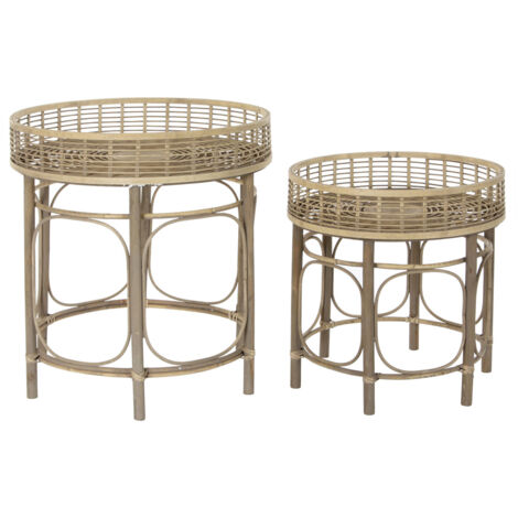 Table Auxiliaire Set 2 Rotin 61X61X64 Naturel (1/3)