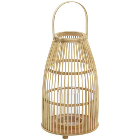 DKD Home Decor Portacandele Marron Bambou Cristal 25x25x56 (1/3)