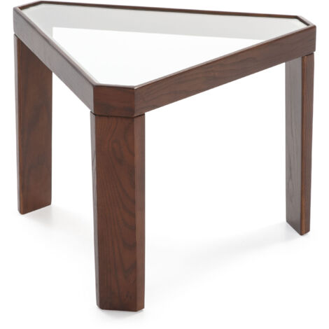Table d'appoint 54x47x40 Verre/Bois Marron Foncé (1/4)