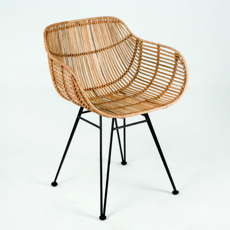 Chaise 55x53x73 Métal/Osier naturel (1/3)