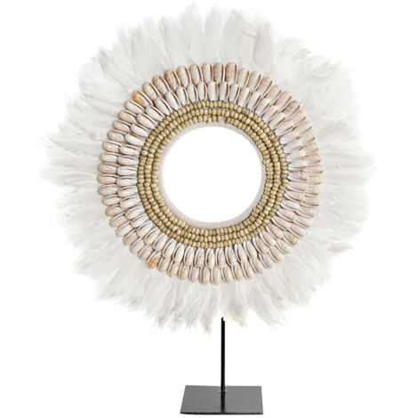 DKD Home Decor Figurine Décorative Fer Plume Blanc Naturel (1/3)