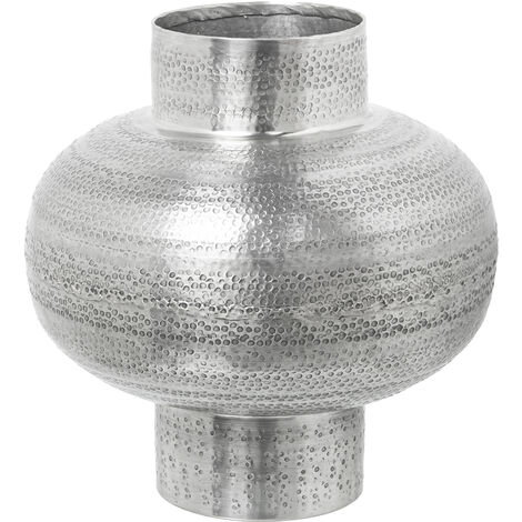 Vase En Aluminium Sculpté Argent Vieilli °26X26 Cm (1/4)
