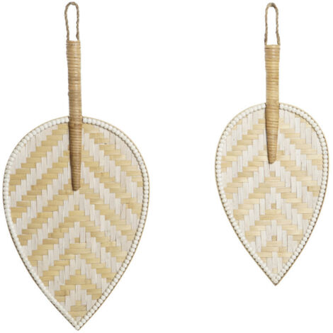 DKD Home Decor Éventail Bambou Marron et Blanc 64 cm (1/4)