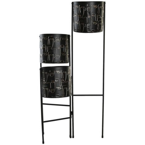 DKD Home Decor Vase métal noir doré 22x22x93 cm (1/4)