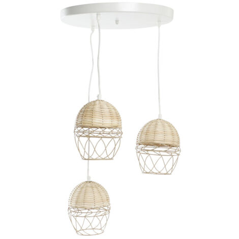 DKD Home Decor Suspension Blanc Marron Clair 38x38 cm (1/4)