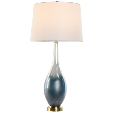 Lampe De Table Verre Lin 40X40X78 Bicolore (1/5)