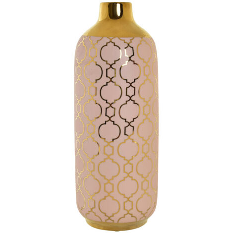 DKD Home Decor Vase Porcelaine Rose Doré 15x15x41.5 cm (1/3)