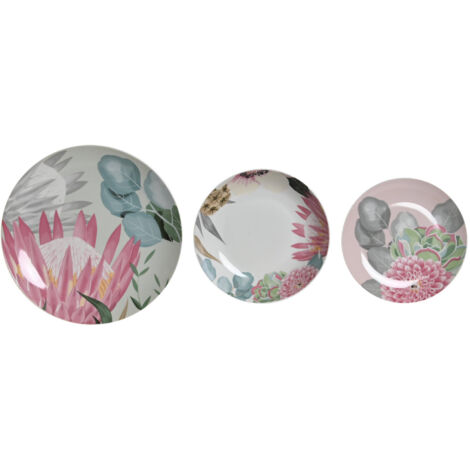 Vaisselle Set 18 Porcelaine 27X27X3 Tropical Vert